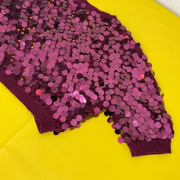 Say What? Y2K Sequin Bolero Shrug, Berry Purple Color, Size Large - Picture 9 of 10